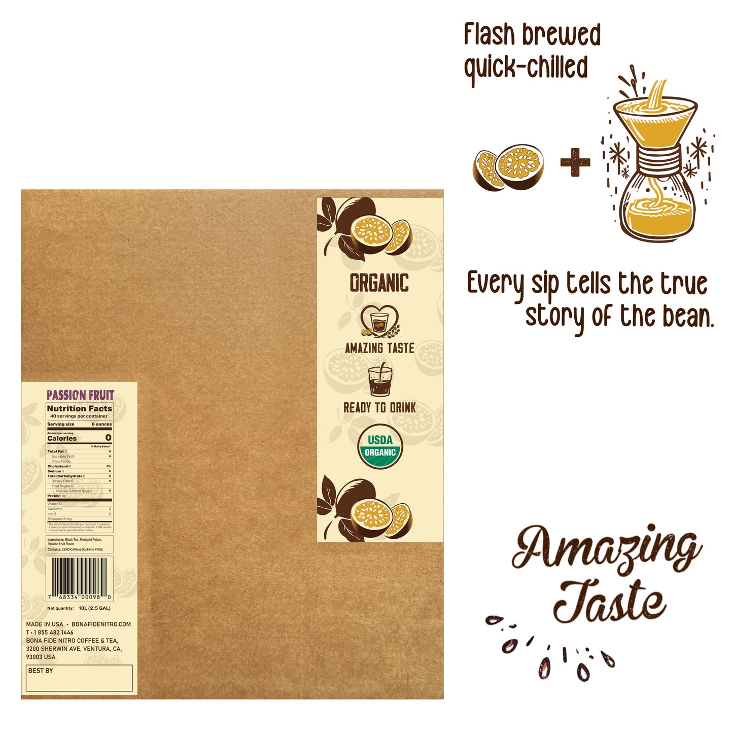 Passion/Maracuya Fruit - 2.5 Gallon - Better Than Cold Brew Coffee Bag In Box (BIB)