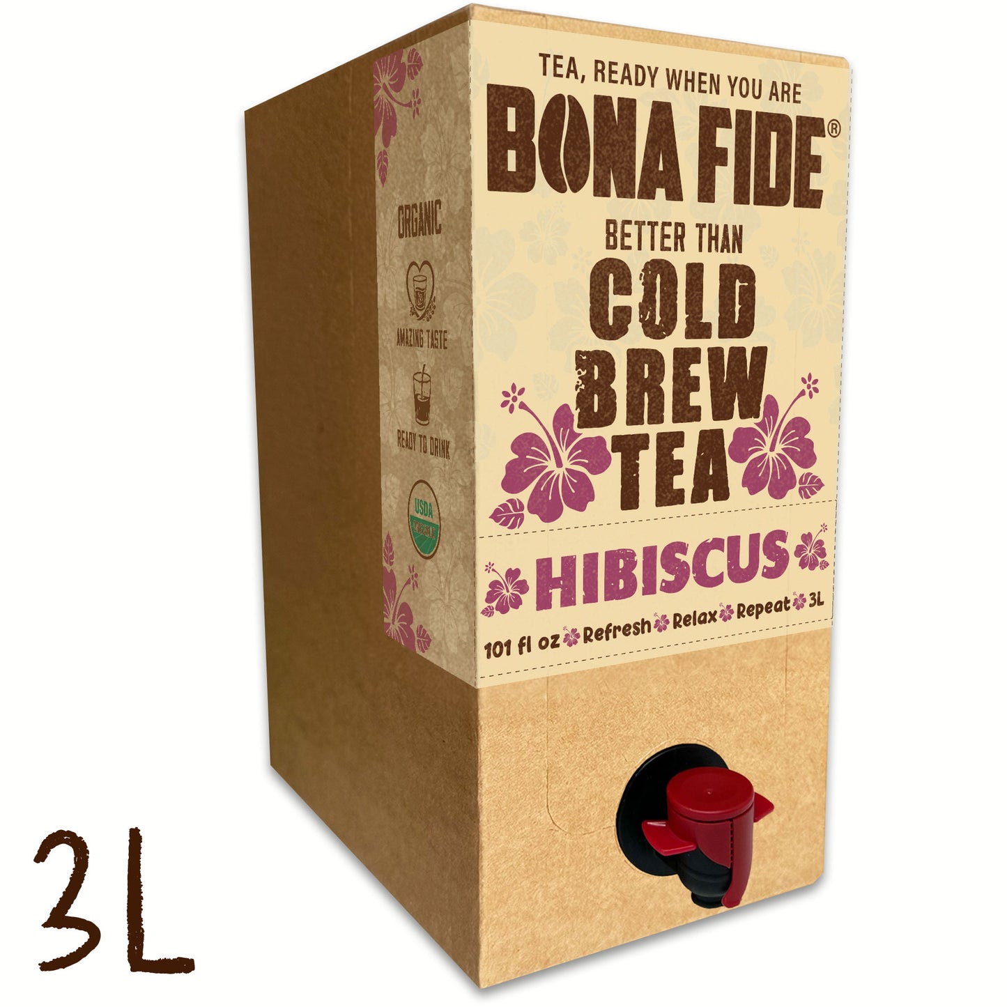Hibiscus 3L - 101oz , Better Than Cold Brew Tea Bag In Box (BIB)