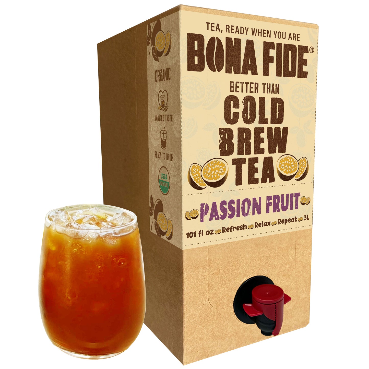 Passion Fruit 3L - 101oz , Better Than Cold Brew Tea Bag In Box (BIB)