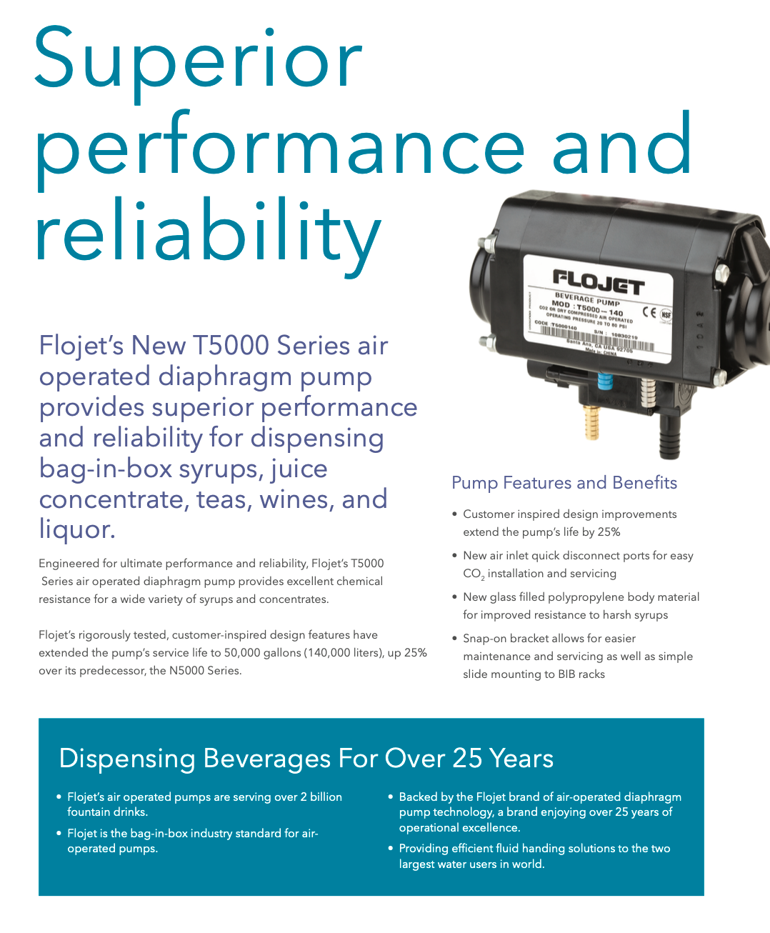 Flojet T5000 Series Air Operated Diaphragm Pumps