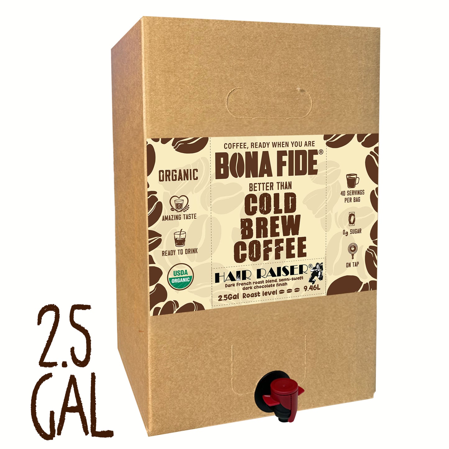 Hair Raiser® Dark Roast - 2.5 Gallon (9.46L) - Better Than Cold Brew Coffee Bag In Box (BIB)