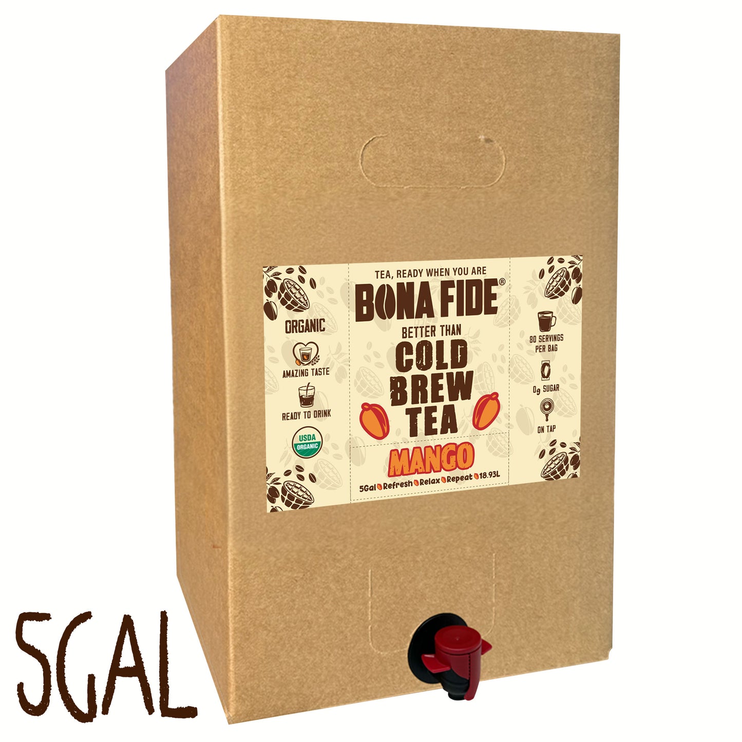 Mango Tea - 5 Gallon (18.93L) - Better Than Cold Brew Tea Bag In Box (BIB)