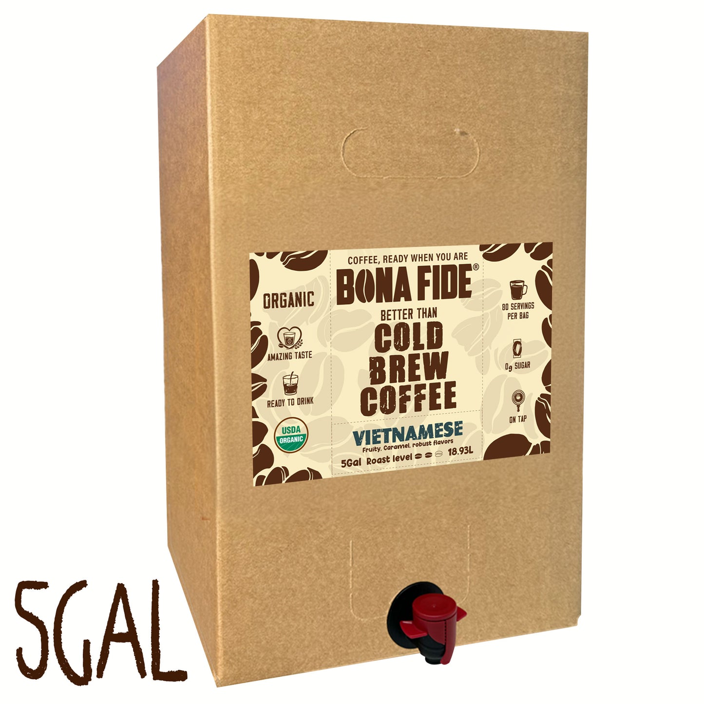 Vietnamese - 5 Gallon (18.93L) - Better Than Cold Brew Coffee Bag In Box (BIB)