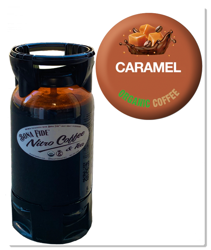 Organic Cold Brew NITRO Caramel Coffee, PET 5 Gal Keg