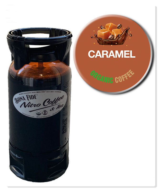 Organic Cold Brew NITRO Caramel Coffee, PET 5 Gal Keg