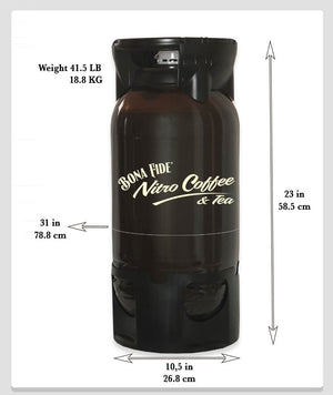 Size and measurement of vanilla nitro kegs made by Bona Fide