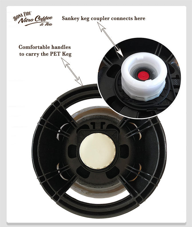 fitting of PET keg with Hazelnut nitro coffee Bona Fide