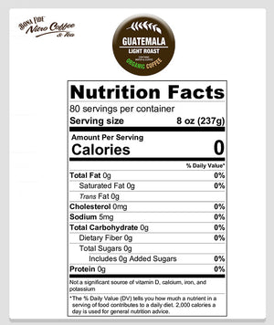 Nutritional Facts Guatemela Nitro coffee